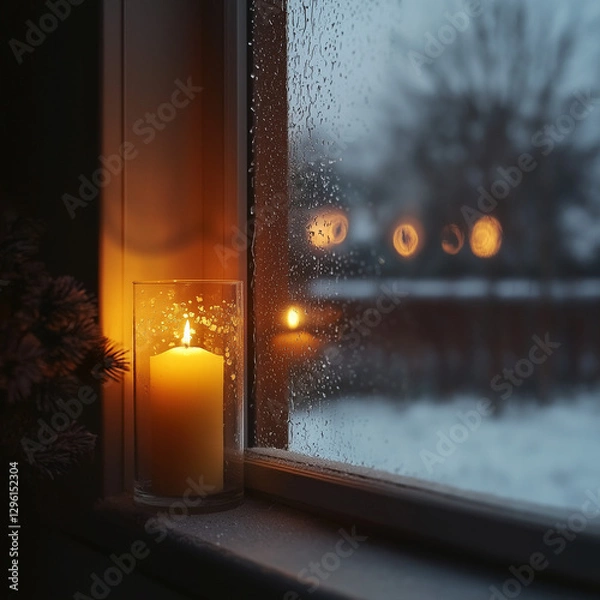 Obraz Burning candle in the window
