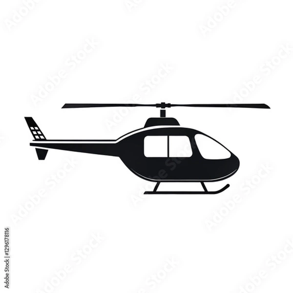 Fototapeta black and white icon of a helicopter on a transparent background