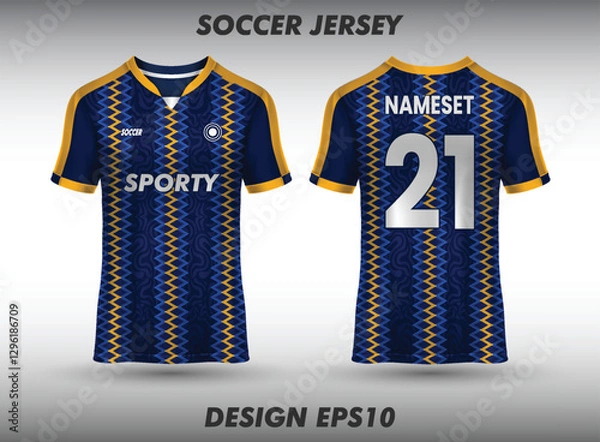 Obraz Football jersey design for sublimation jersey template front and back view of sports jersey