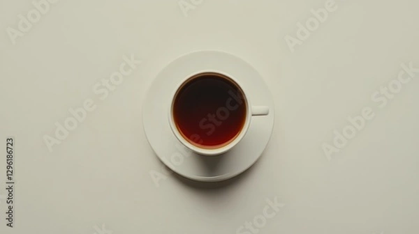 Obraz Overhead view of a cup of tea on a saucer.