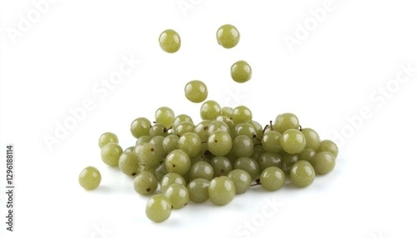 Obraz Green Grapes Falling Onto A Pile Of Grapes