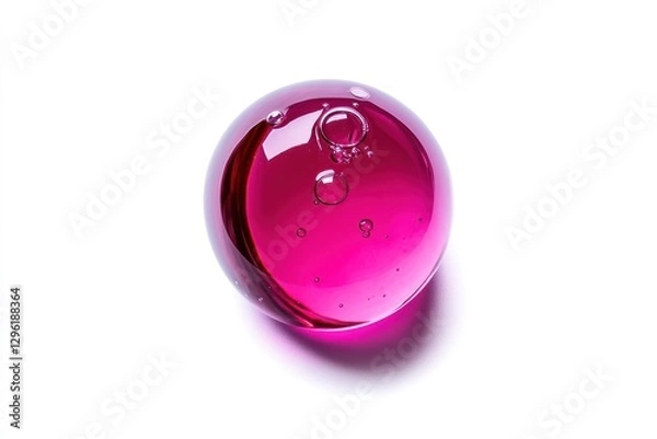 Obraz Pink glass sphere with air bubbles isolated on white background.