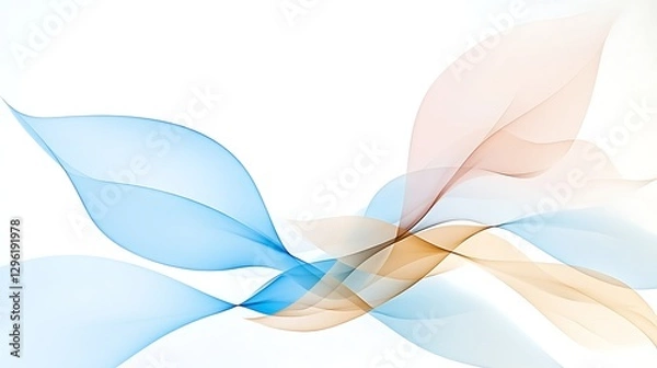 Fototapeta Abstract Flowing Blue Beige and Peach Waves Elegant Swirling Design