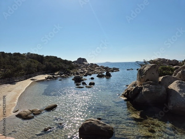 Obraz empty beach Plage de Tamaricciu at porto vecchio in corsica