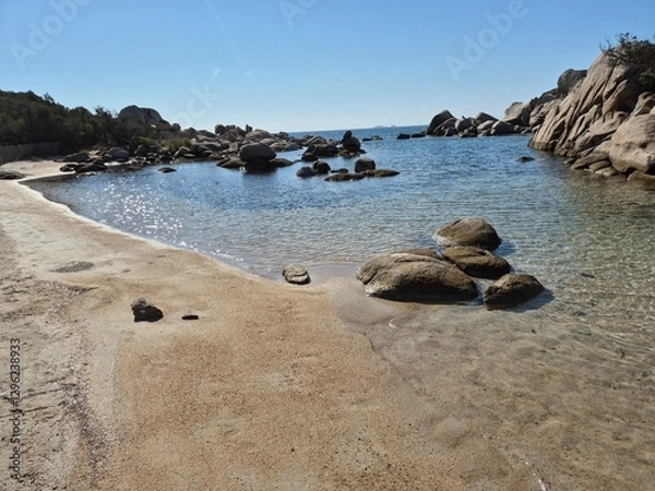 Obraz empty beach Plage de Tamaricciu at porto vecchio in corsica