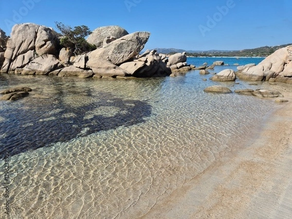 Obraz empty beach Plage de Tamaricciu at porto vecchio in corsica