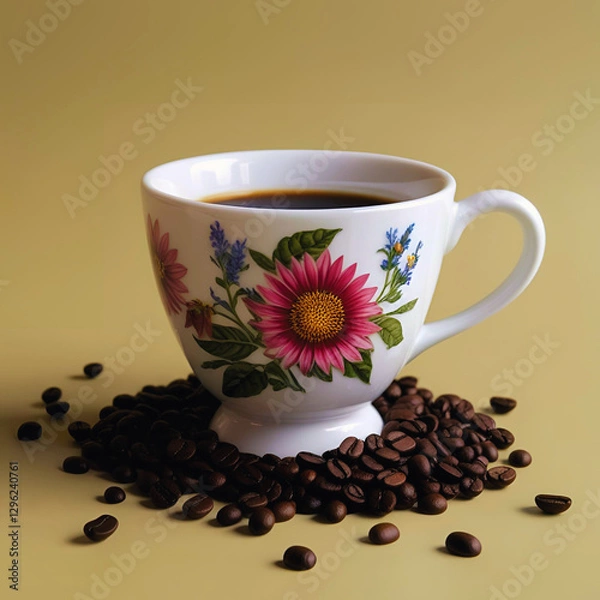 Obraz Xícara de café com grãos