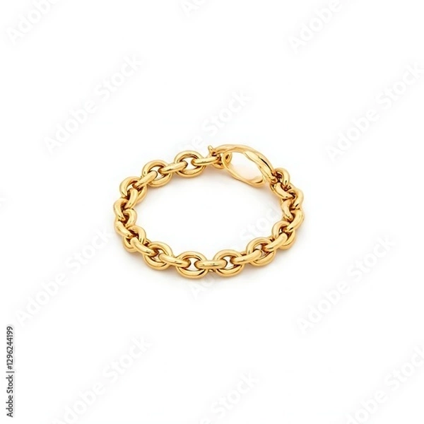 Obraz Gold mini chain isolated on white background.