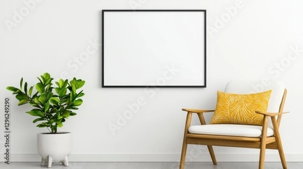 Obraz Lush green plant gracefully placed in a bright white room creating a fresh and inviting indoor environment