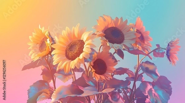 Obraz An AI-generated sunflower with a distinct, non-traditional color combination, where the center and petals complement each other in an unexpected yet aesthetically pleasing way.