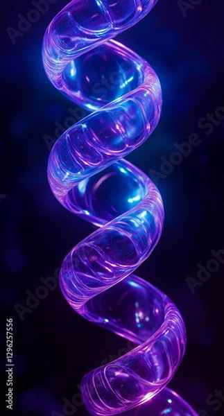 Obraz Abstract background with purple and blue light, and spiral lines. Glowing lines in a futuristic style, against a dark background with blue and violet lighting