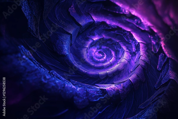 Obraz Abstract background with purple and blue light, and spiral lines. Glowing lines in a futuristic style, against a dark background with blue and violet lighting