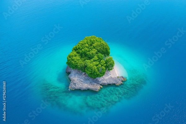 Obraz Aerial view drone shot of Amazing small island beautiful tropical sandy beach landscape view