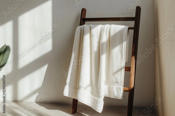 Fototapeta Towel on a Wooden Ladder