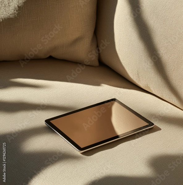 Obraz A close up shot of an iPad Pro laying on the sofa