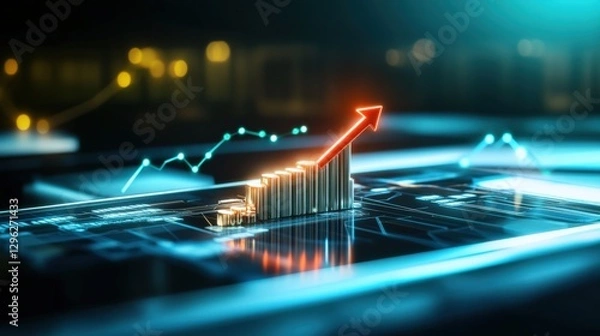 Obraz Business growth metrics analysis digital space data visualization modern environment futuristic viewpoint performance insight