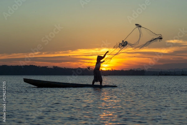 Obraz Fishermen on the Inle Lake in  Java Indonesia 
