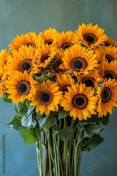 Obraz  A futuristic AI-generated sunflower with a mix of colors artistically arranged to enhance depth and texture, creating a floral masterpiece with a fresh and innovative look.