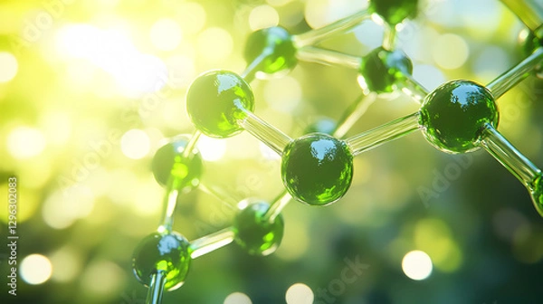 Obraz Sparkling Green Molecular Structure Model