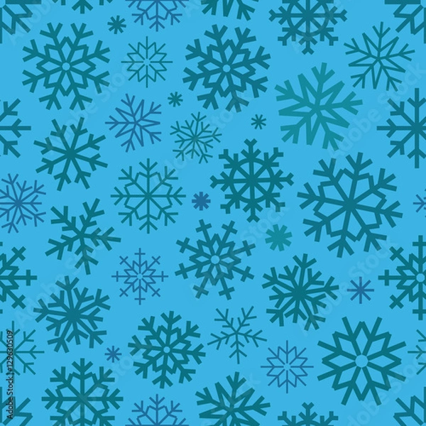 Fototapeta Different vector snowflakes seamless patter. Vector ice crystal