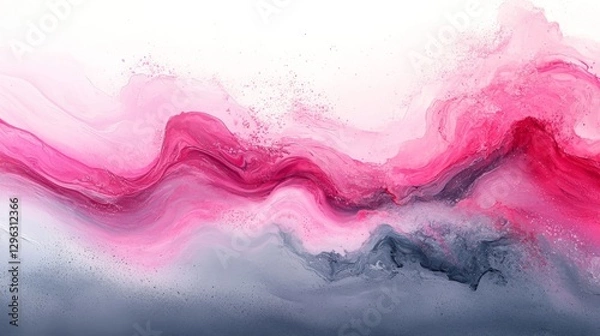 Fototapeta A fluid abstract painting displaying shades of pink and grey colors