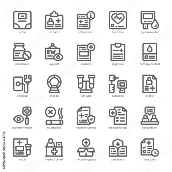 Fototapeta Health Checkup Icon pack for your website, mobile, presentation, and logo design. Health Checkup Icon outline design. Vector graphics illustration and editable stroke.