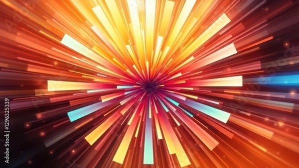 Fototapeta a close up of a colorful light burst with a black background