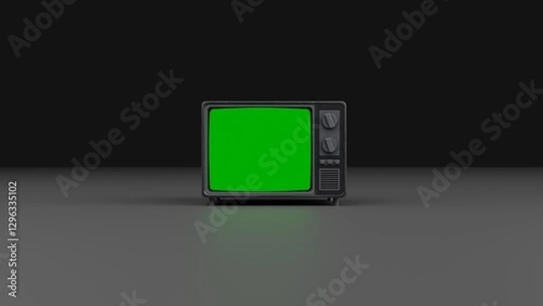 Obraz A 3D CRT green screen television tv set against a dark background.