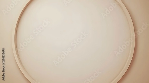 Fototapeta Cream Colored Oval Shape Design on a Beige Background