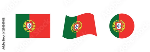 Fototapeta 
Vector Portugal National Flag icon collection. Flag set of Portugal various styles.
