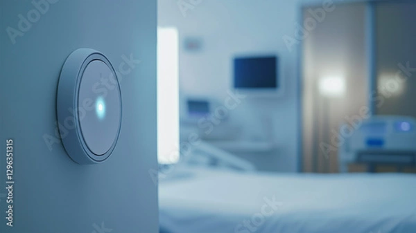Fototapeta 安心のそばに – 病室のナースコールボタンと快適な医療環境
