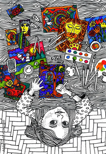 Obraz юная художница рисует