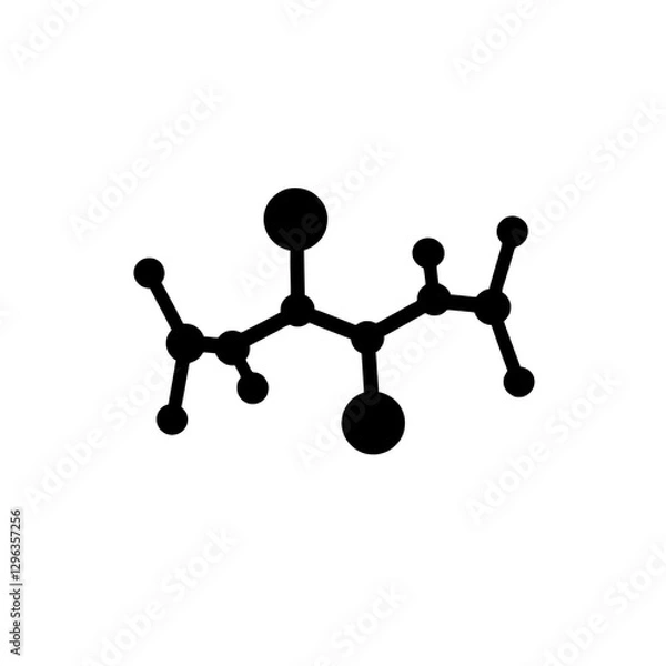 Fototapeta An illustration featuring a black ammonia molecule silhouette set against a clean white background depicting an NH3 structure with nitrogen bonded to three hydrogen atoms.
