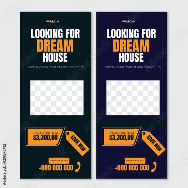 Fototapeta Rollup banners stand. Blank template mockups. Exhibition stand roll-up banners, Banner template, presentation,
