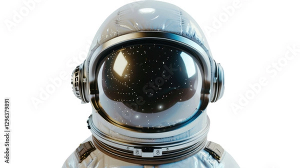 Obraz Astronaut helmet reflecting stars on transparent background