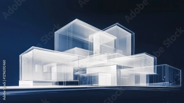 Fototapeta Modern house architectural model, dark background, design concept, construction