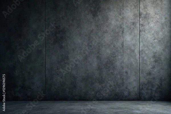 Fototapeta Dark, textured concrete wall overhead Gritty, aged surface , light, dark
