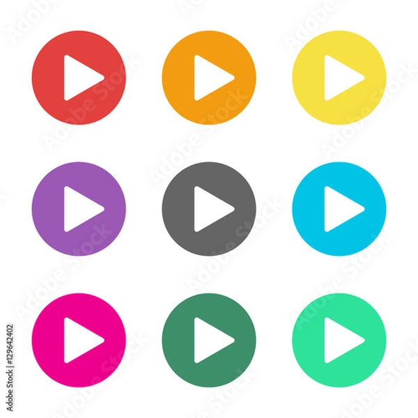 Fototapeta Play button flat icon set