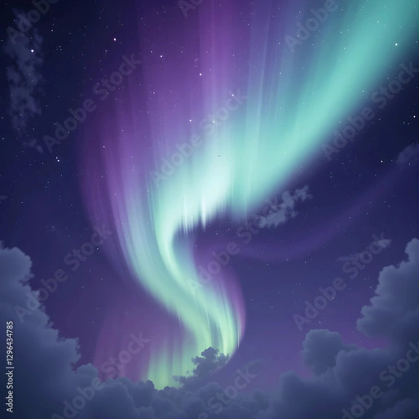 Obraz A dreamy purple aurora shining in the night sky.