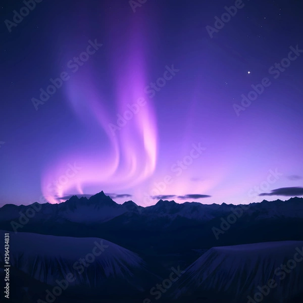 Obraz A dreamy purple aurora shining in the night sky.