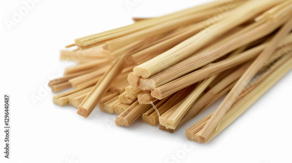 Fototapeta Close-Up of Wheat Straws with Fine Details on White Background in Soft Natural Light