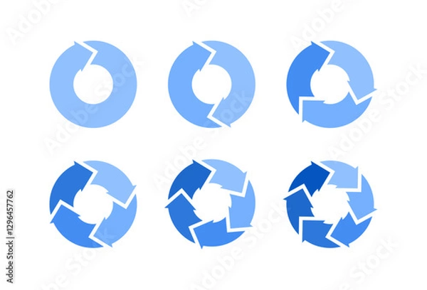 Obraz Circular arrows for cycle infographics. Diagram consisting of sections or steps. Vector set isolated on white background.