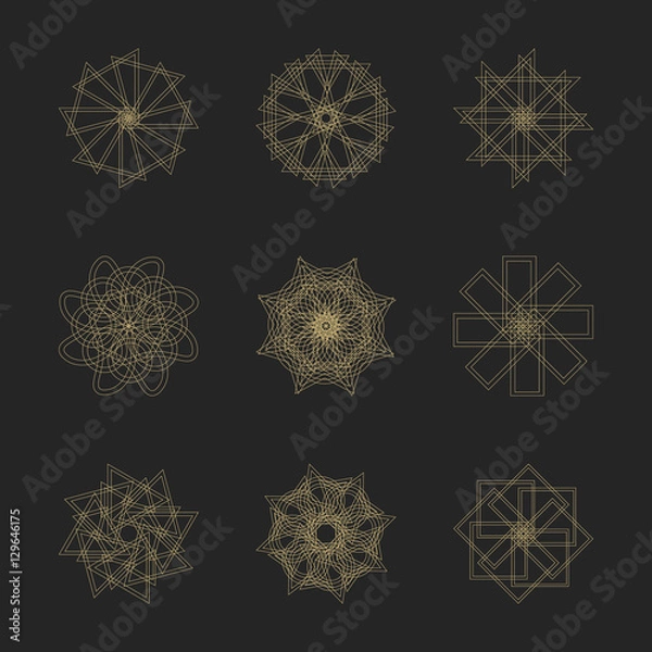 Fototapeta Abstract geometric shapes, futuristic wavy fractal in vector