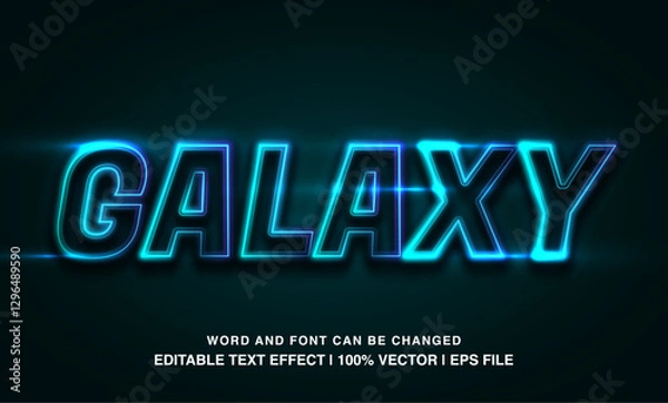 Fototapeta text effect galaxy neon blue typeface