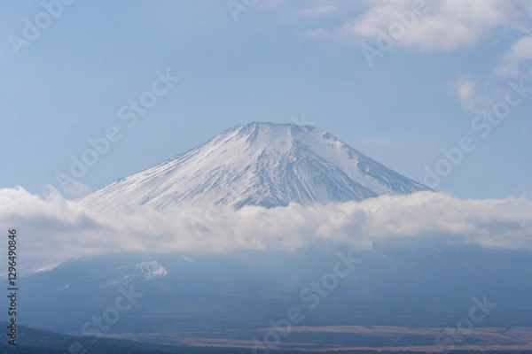 Fototapeta 山中湖から望む冬の富士山