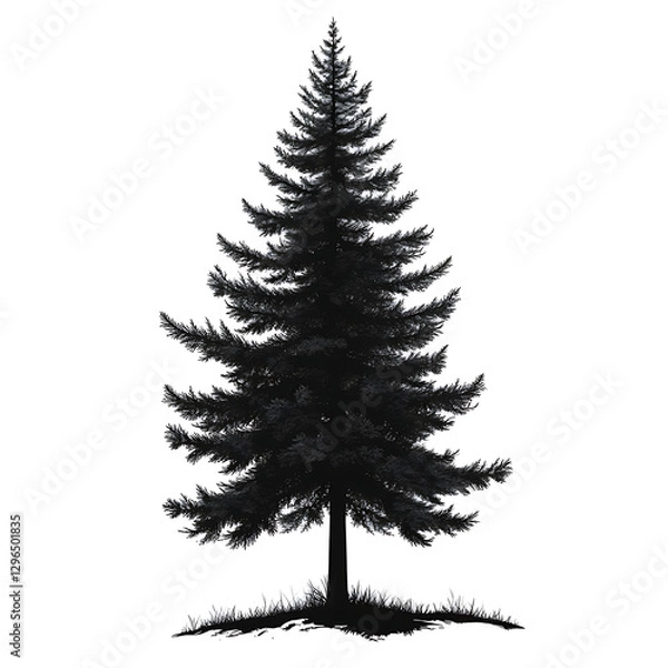 Obraz Monochrome evergreen tree outline high resolution background