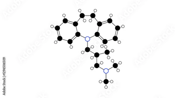 Fototapeta trimipramine molecule, structural chemical formula, ball-and-stick model, isolated image antidepressant
