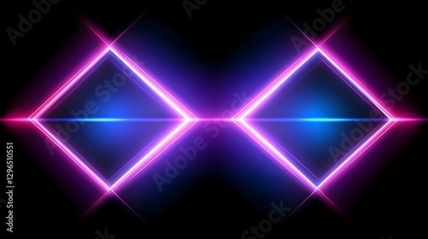 Fototapeta Abstract neon background with glowing lines and a glow effect on a black backdrop. Vector illustration of a retro laser light in blue, pink, and purple colors for a party poster or night club banner