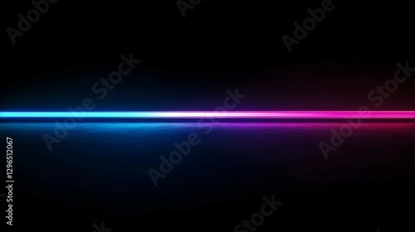 Fototapeta Abstract neon background with glowing lines and a glow effect on a black backdrop. Vector illustration of a retro laser light in blue, pink, and purple colors for a party poster or night club banner