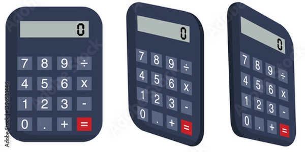 Obraz Basic Calculator graphic element from 3 directions, Accounting or mathematics design object